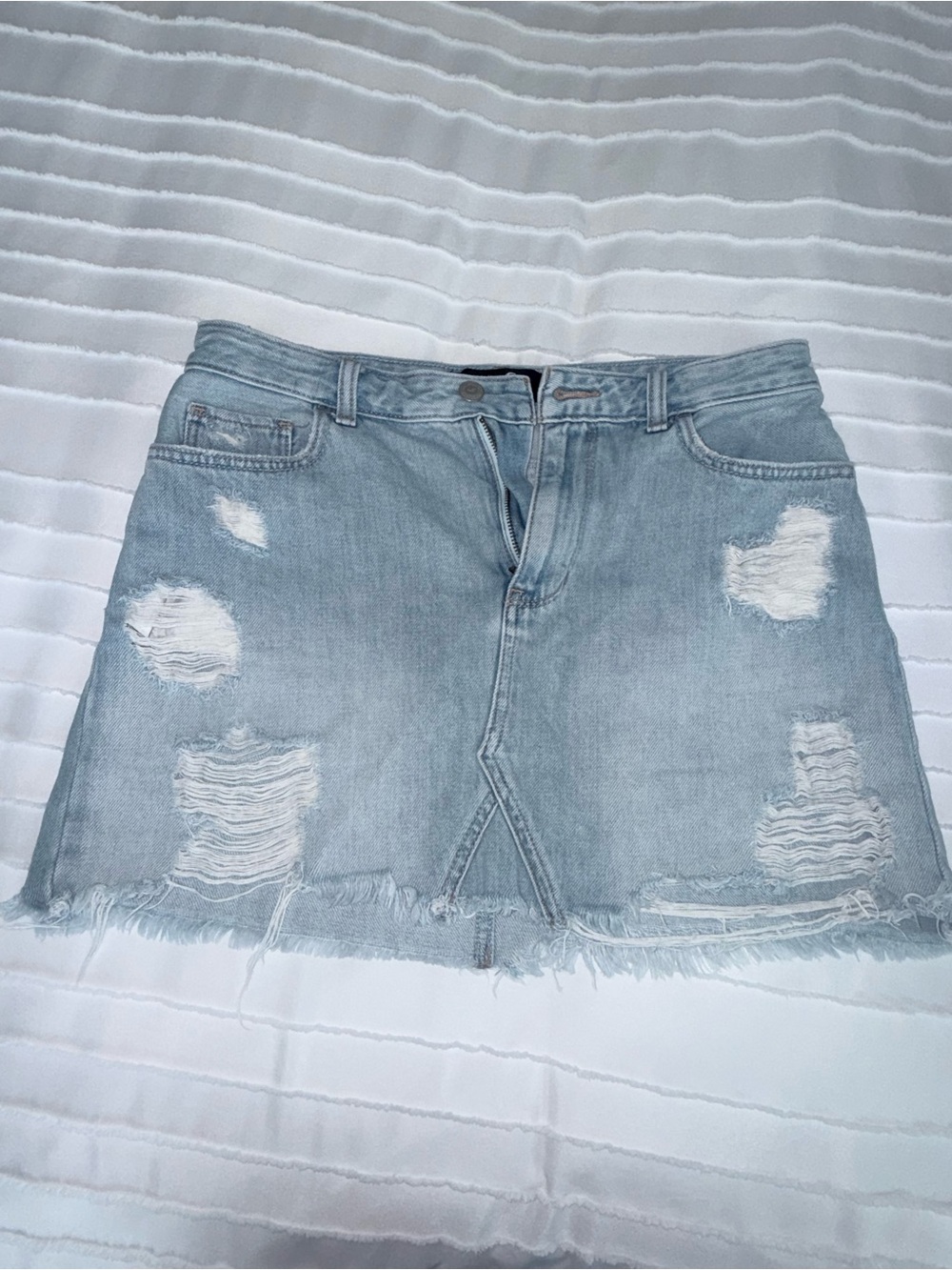 Hollister Light Blue High-Rise Denim Skirt